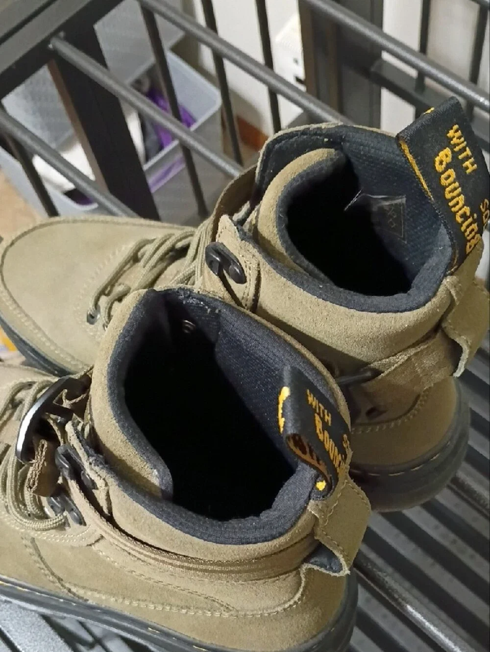 Dr. Martens Men's Army Green Lace-Up Combat Boots with Ankle Strap